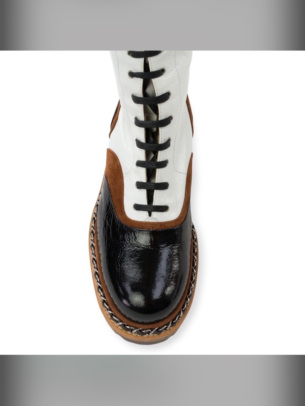 CHANEL Brown Suede, White & Black Lace-Up Over-the-Knee Boot…BNIB…NEVER WORN - Picture 4 of 10